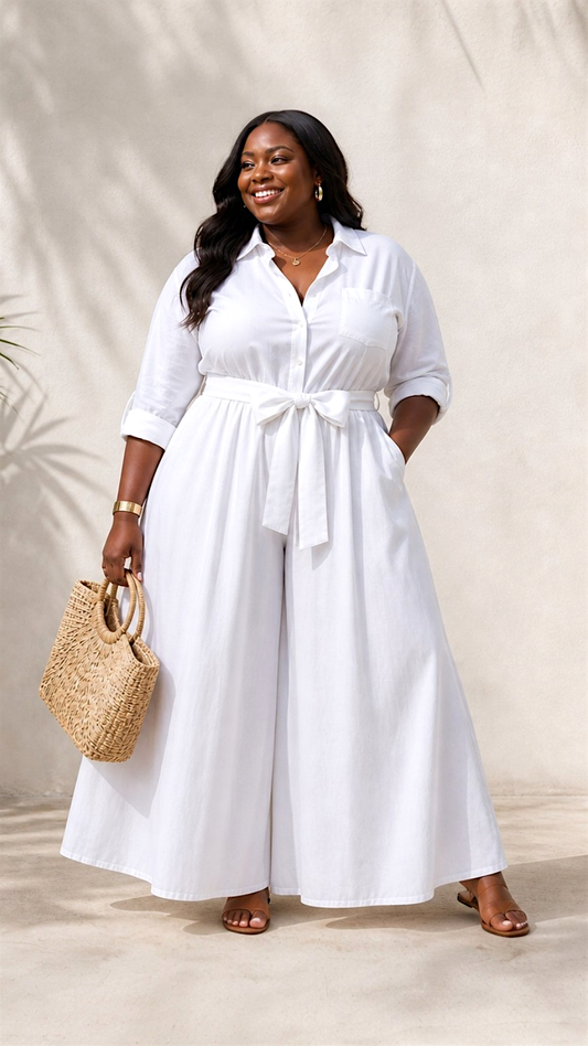 Women Palazzo Pant - White D50: White