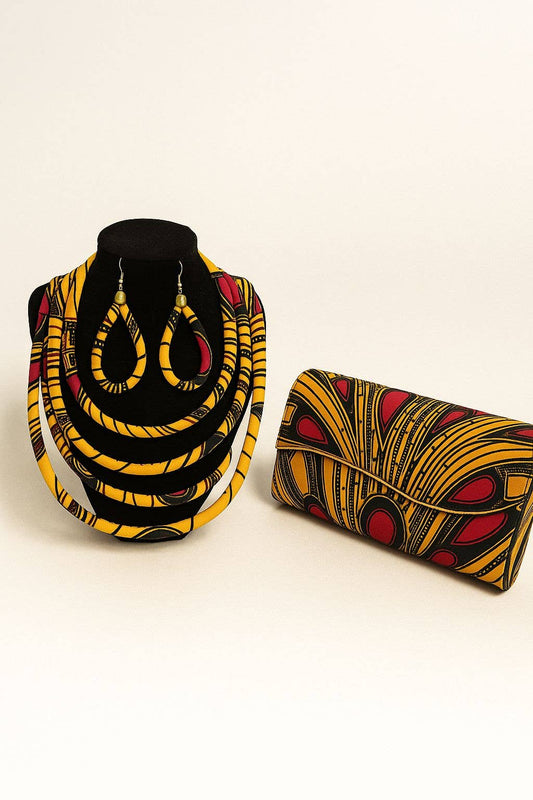 Clutch Bag & Rope Necklace Set /African Print /Ankara15