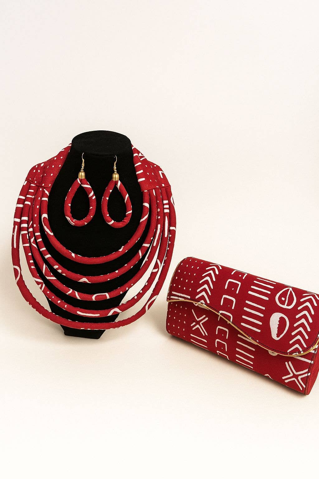 Clutch Bag & Rope Necklace Set /African Print /Ankara14