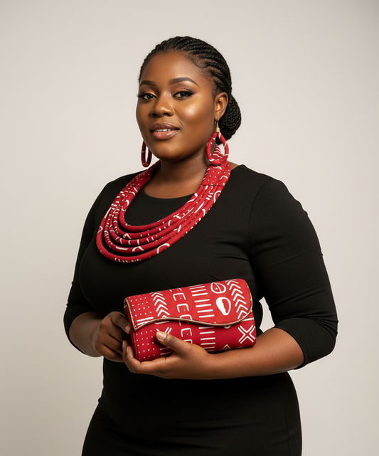 Clutch Bag & Rope Necklace Set /African Print /Ankara14