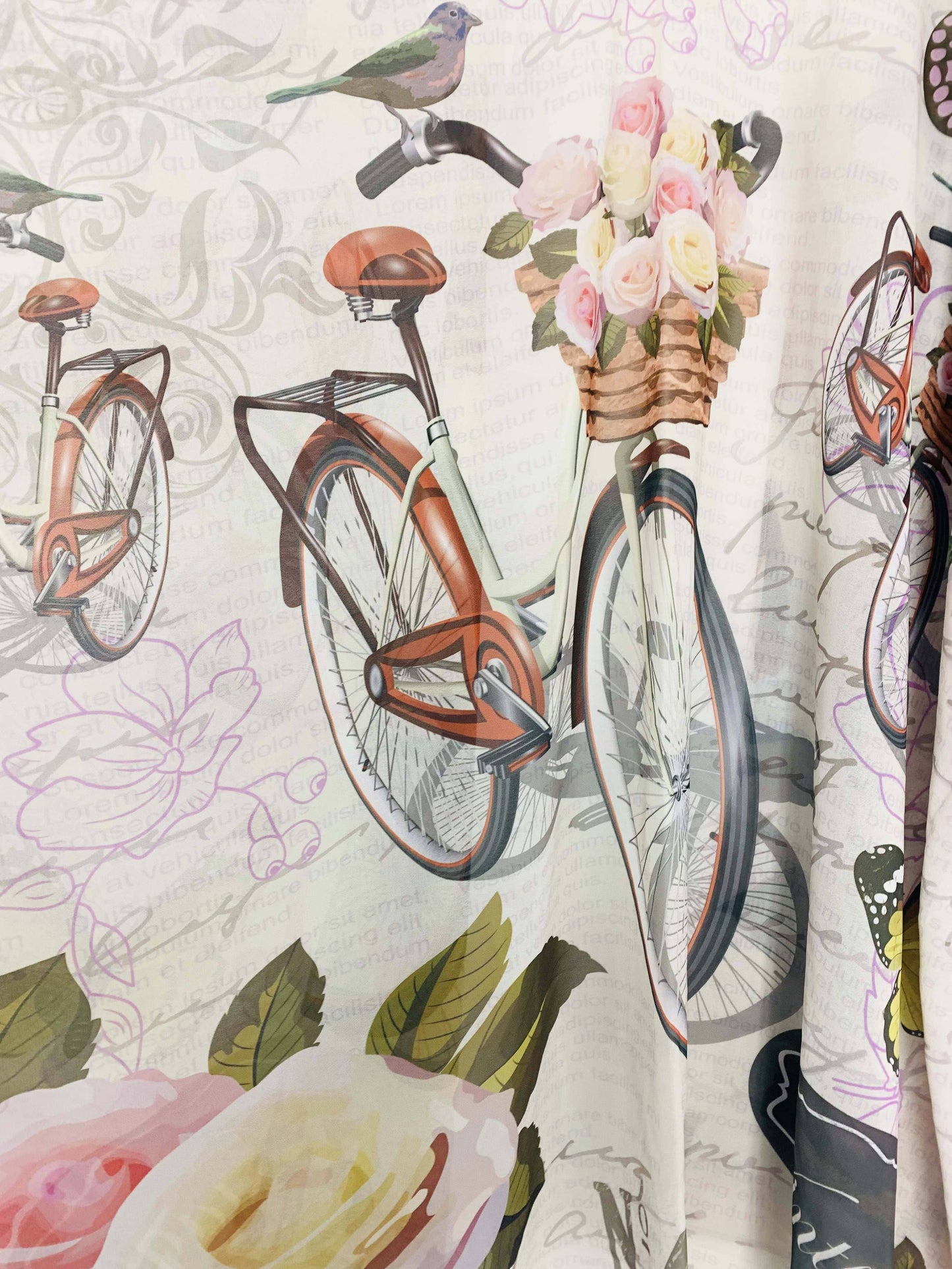JC070934 Vintage Bicycle & Bird Kimono