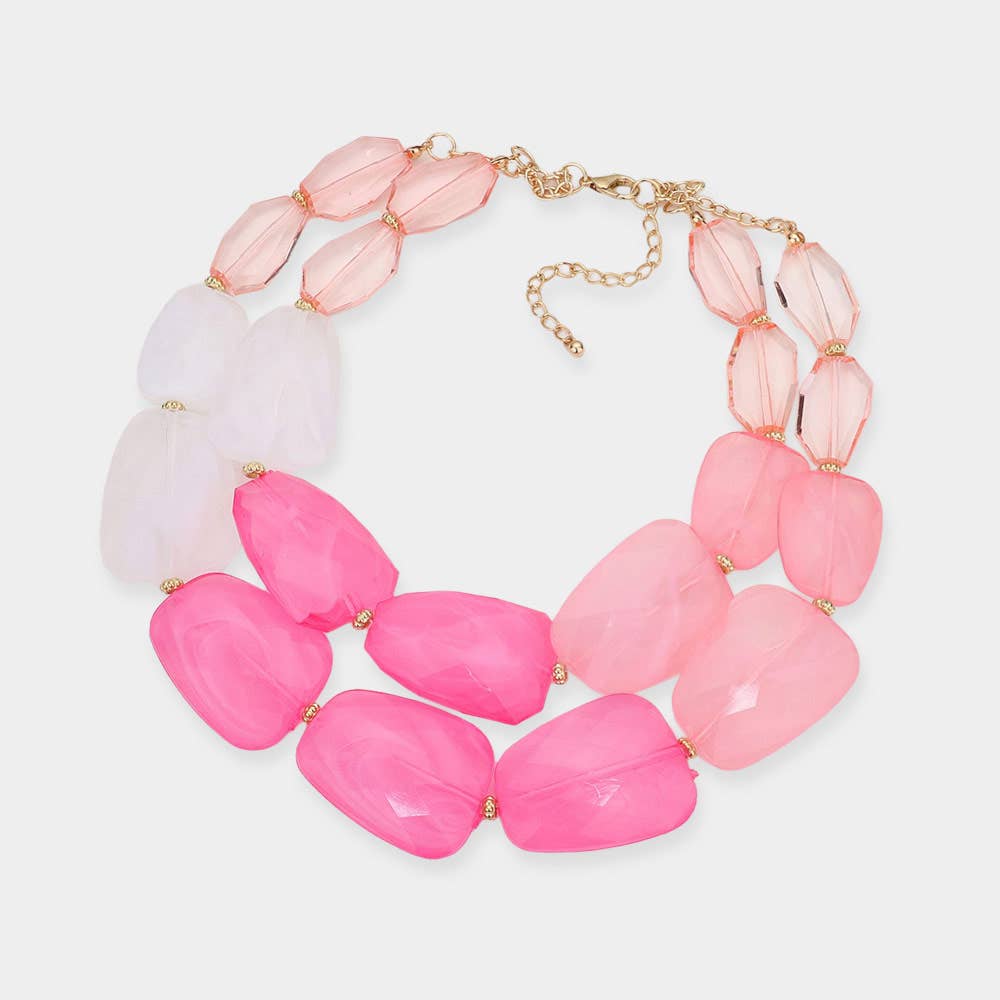 Tiered Resin Pebble Necklace: GD-CRL