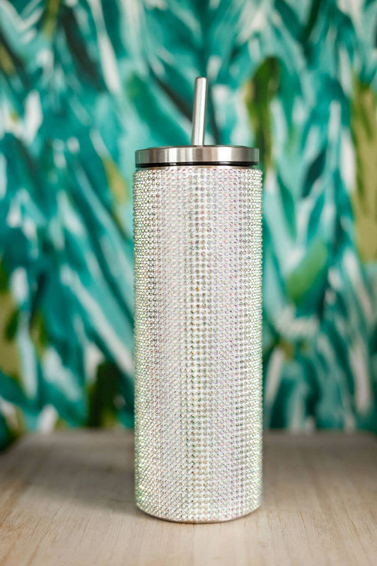 White Luxury Rhinestone Crystal Summer Bling Tumblers