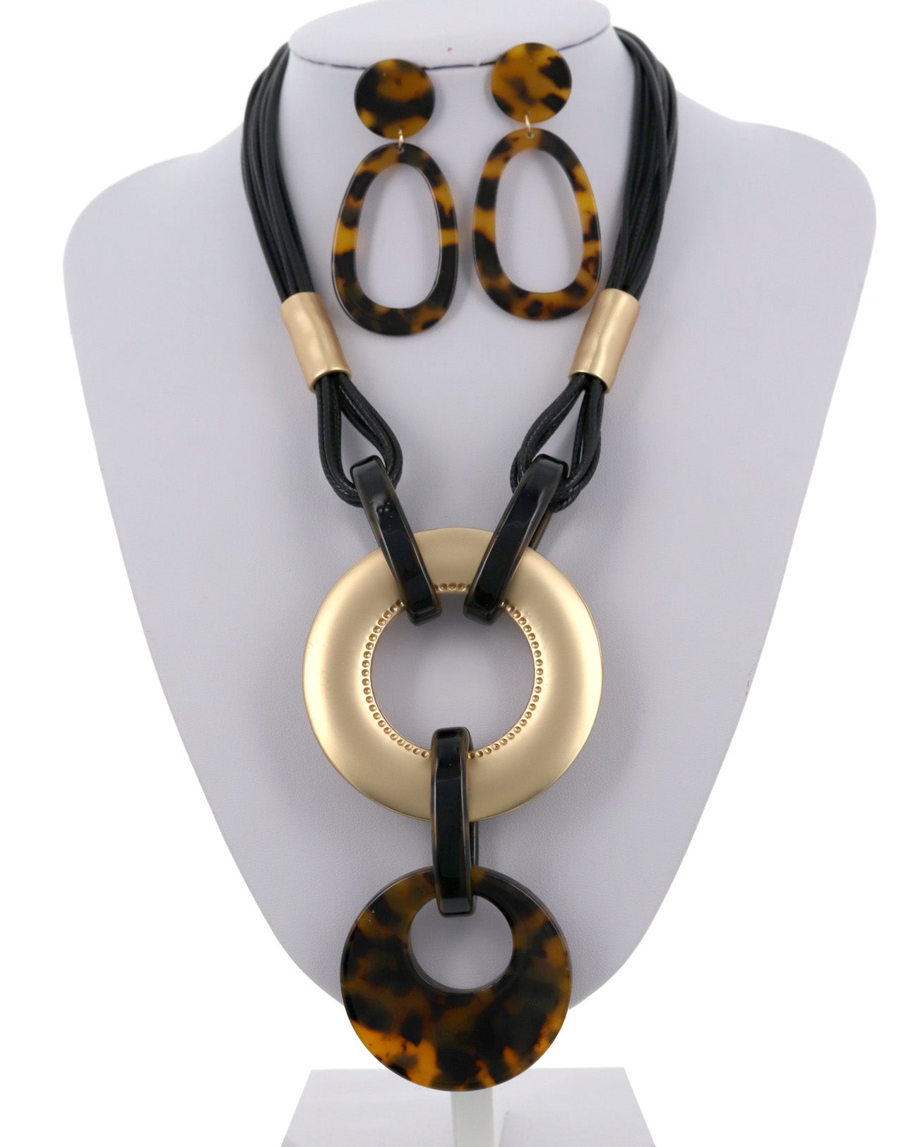 Animal Print Acrylic Leatherette Necklace & Earring Set