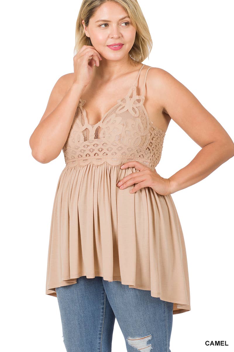 SI-21349 PLUS CROCHET LACE CAMI