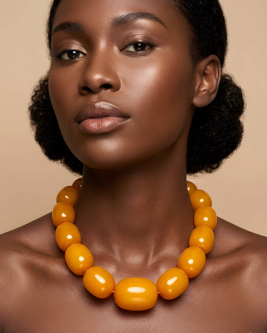 Chunky Beaded Statement Necklace | Bold Bubble Bead Choker: Orange