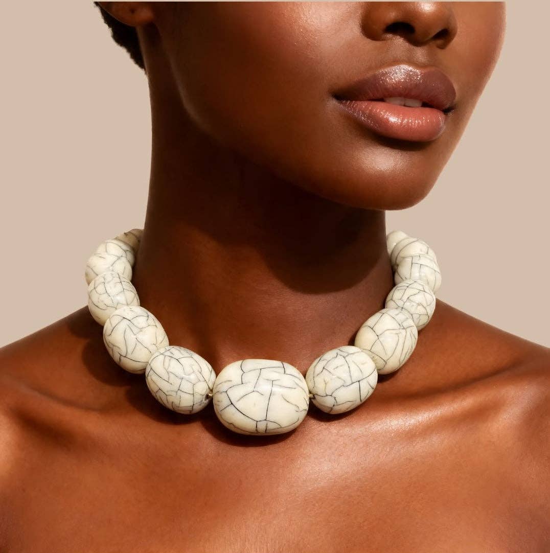 Chunky Beaded Statement Necklace | Bold Bubble Bead Choker: Green