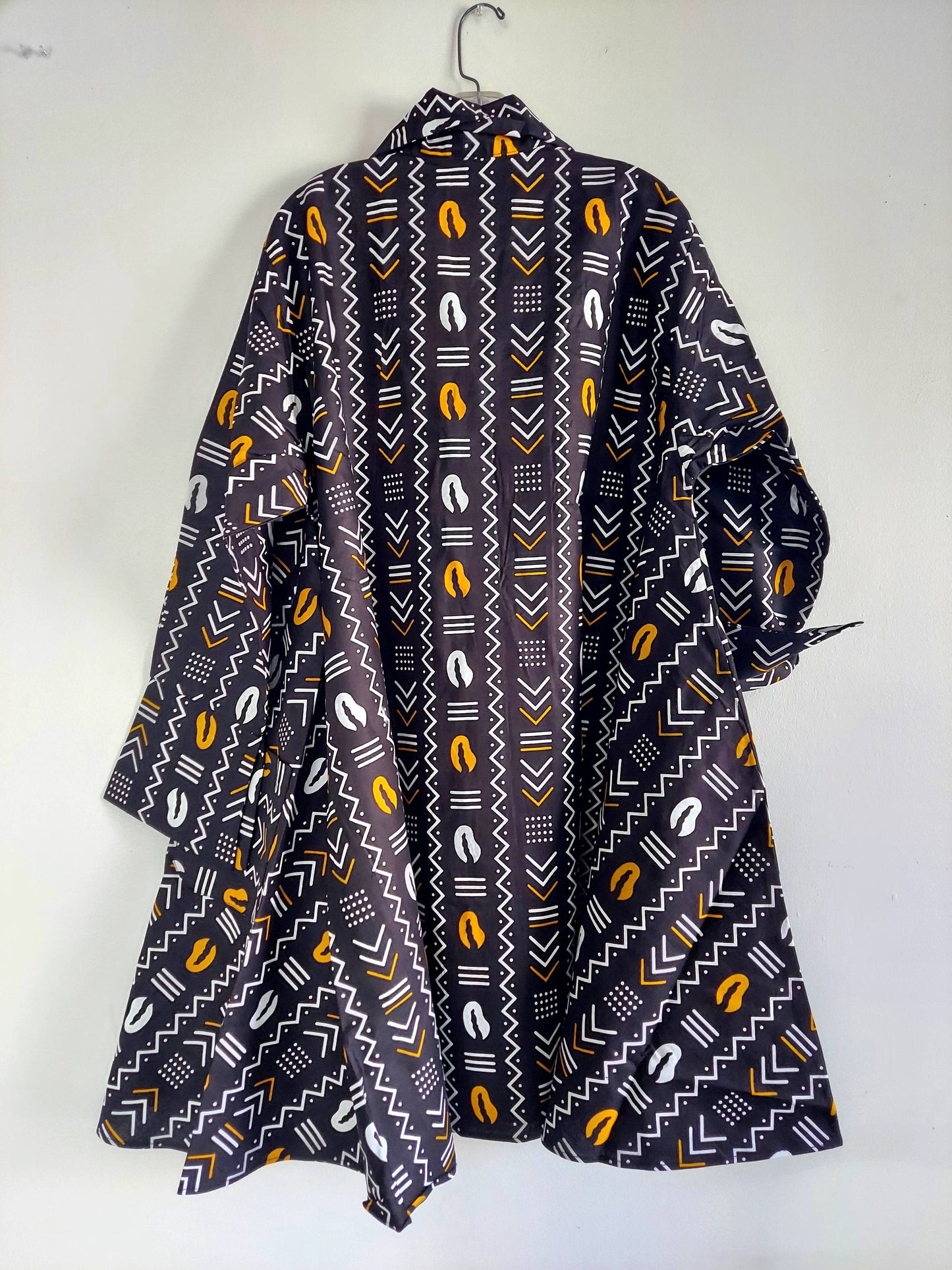 Cotton Swing Dress / Top Ankara Print Black Tribal- DRS029