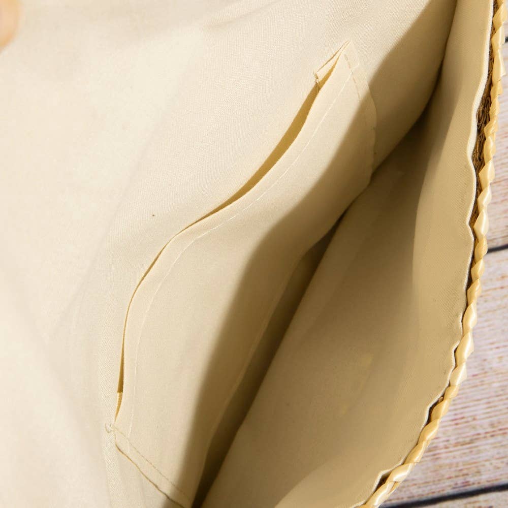Three Tone Straw Clutch Bag: BEI
