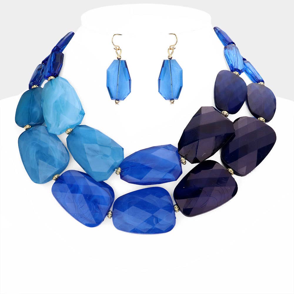 Tiered Resin Pebble Necklace: GD-CRL