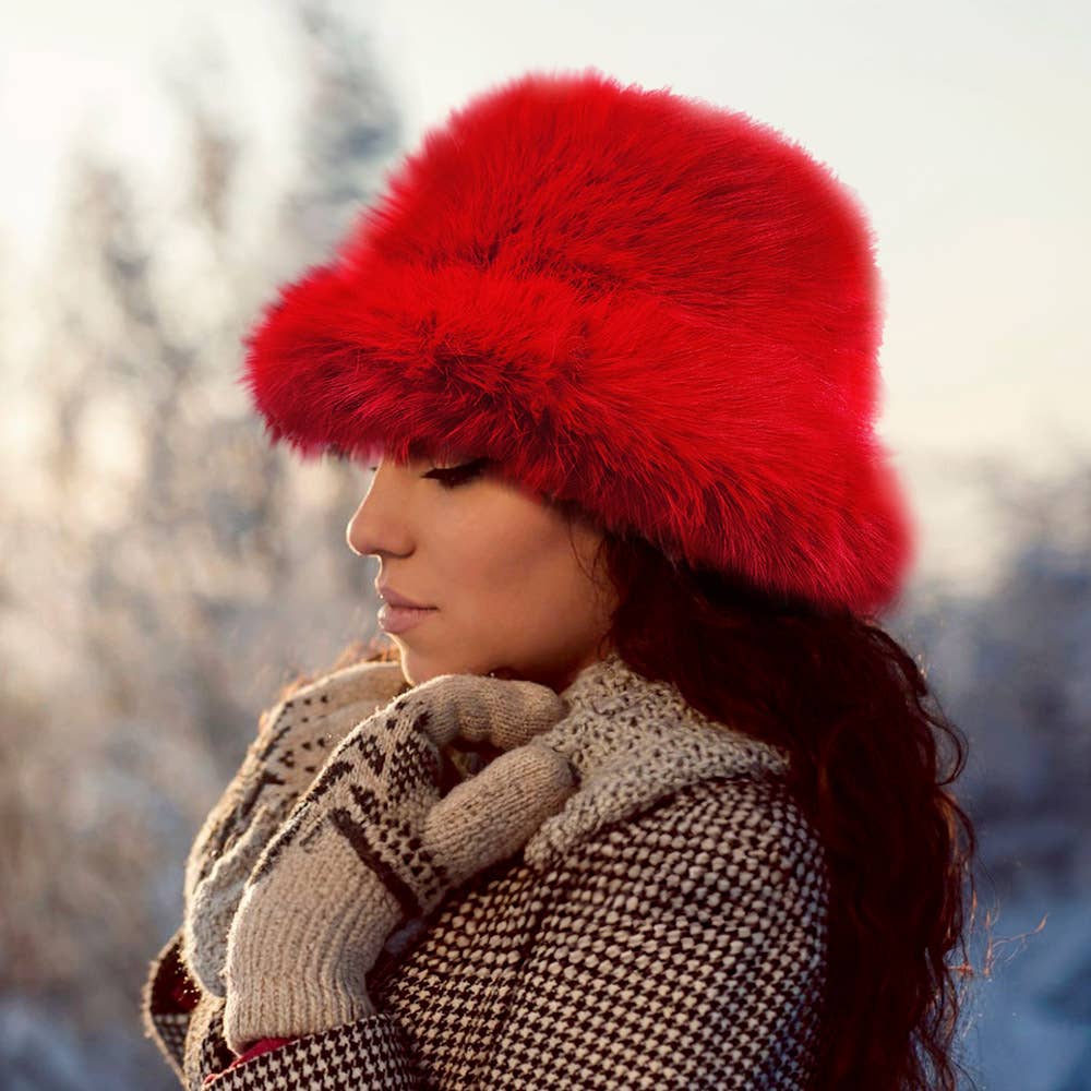 Fuzzy Faux Fur Bucket Hat
: Fu
