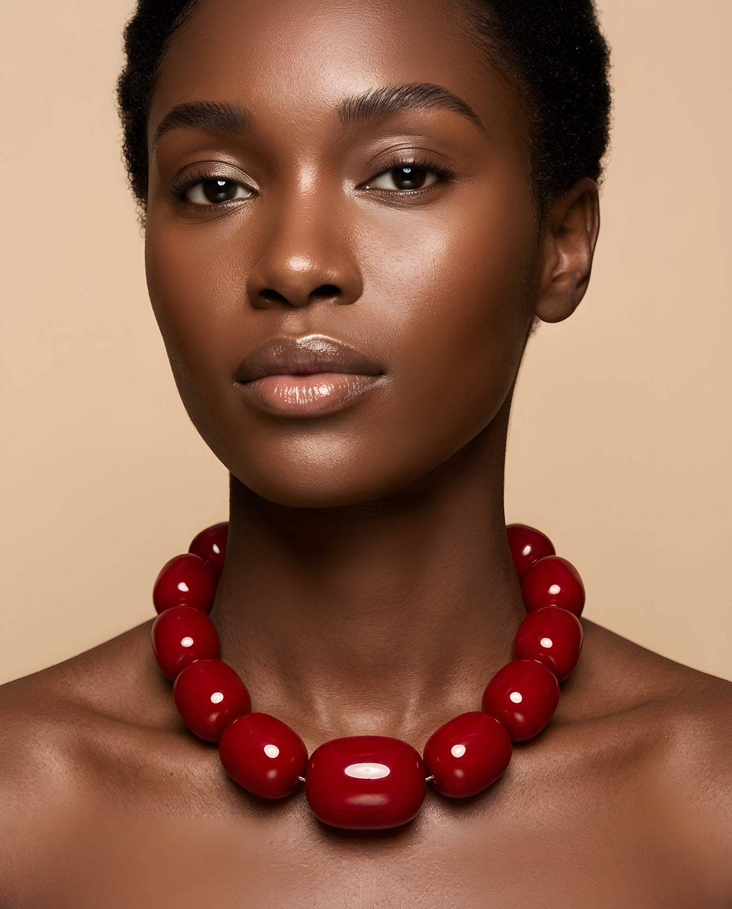 Chunky Beaded Statement Necklace | Bold Bubble Bead Choker: Black