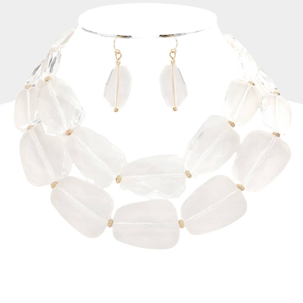 Tiered Resin Pebble Necklace: GD-CRL