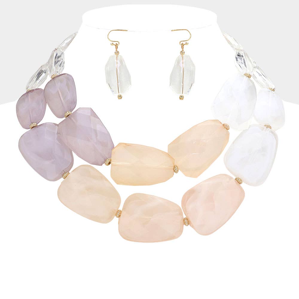 Tiered Resin Pebble Necklace: GD-CRL
