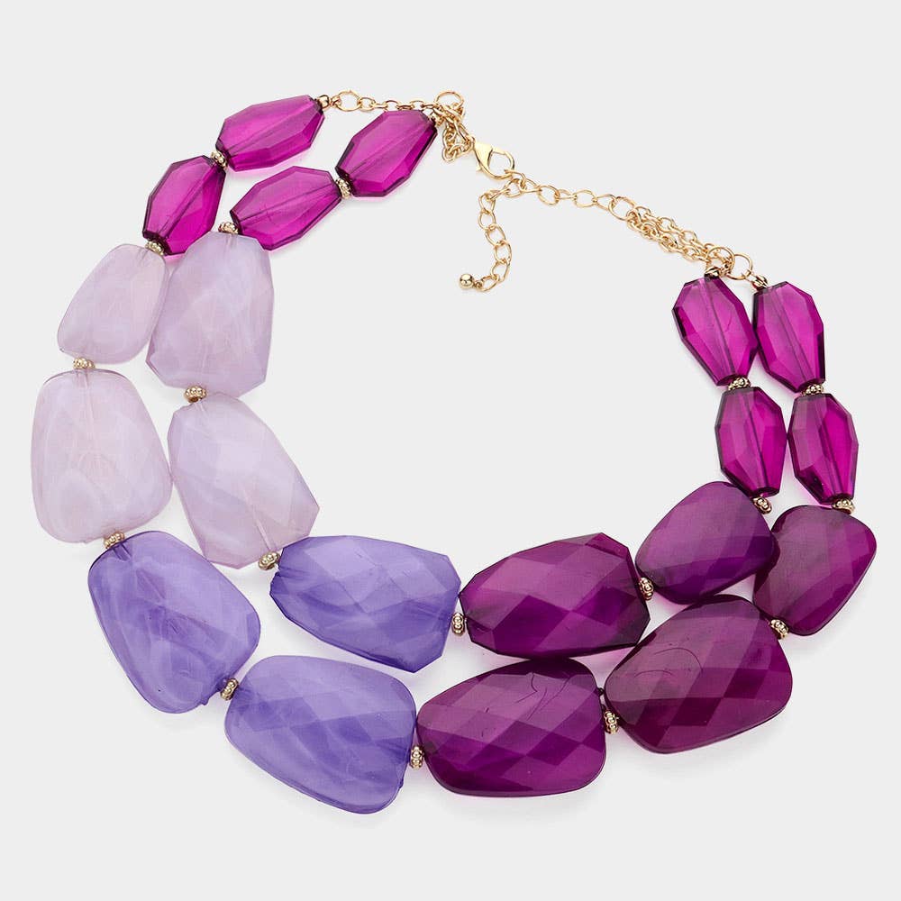 Tiered Resin Pebble Necklace: GD-CRL
