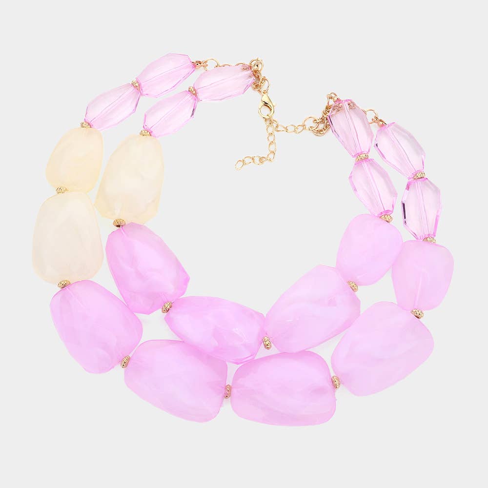 Tiered Resin Pebble Necklace: GD-CRL