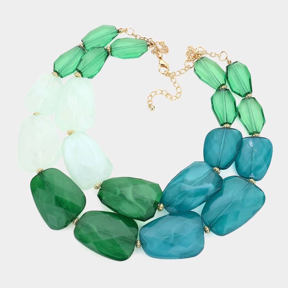 Tiered Resin Pebble Necklace: GD-CRL