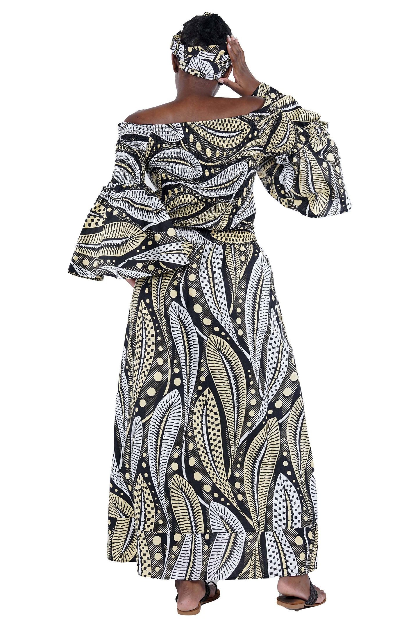 Smoked Top and Layered Pant Skirt Set