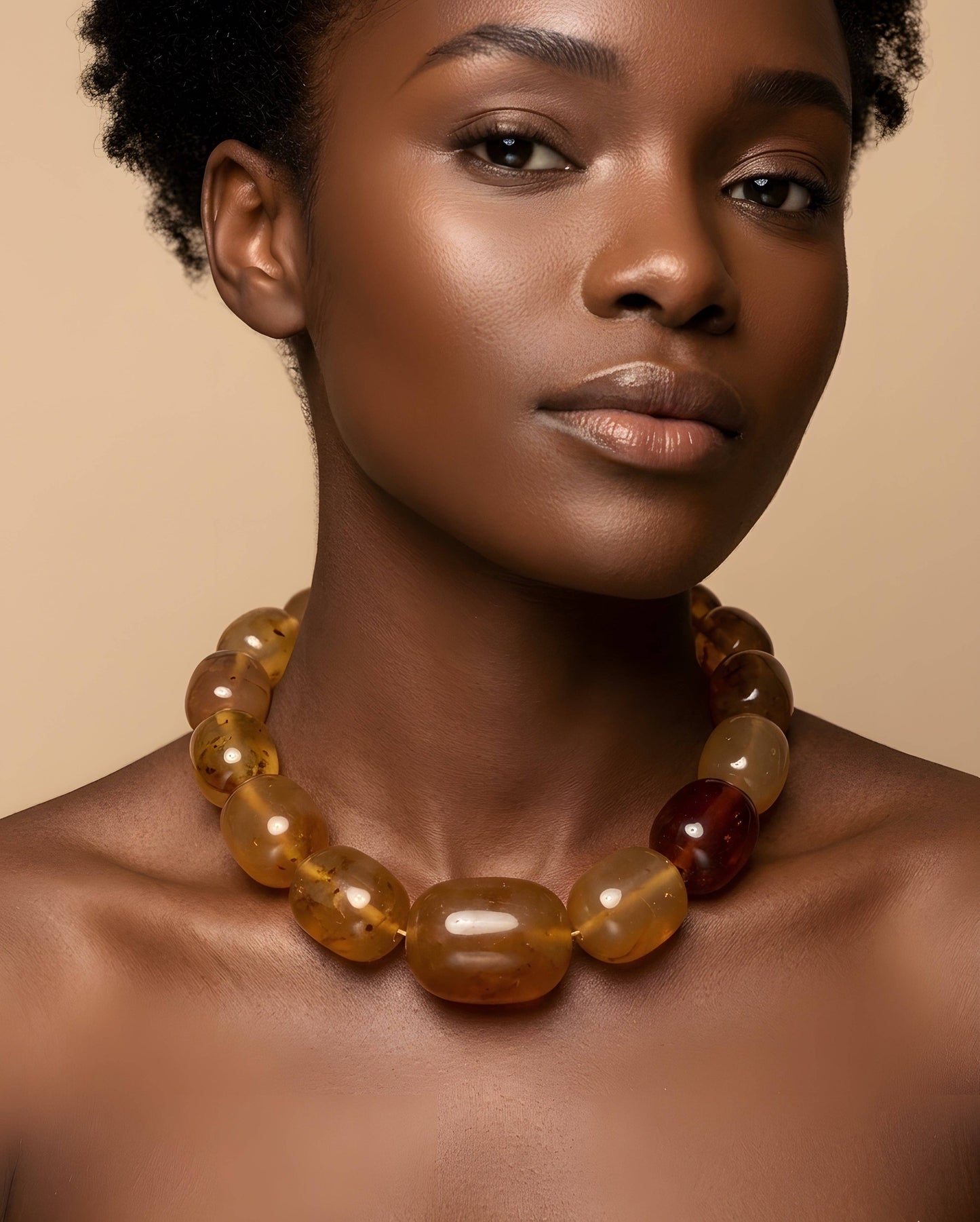 Chunky Beaded Statement Necklace | Bold Bubble Bead Choker: Black
