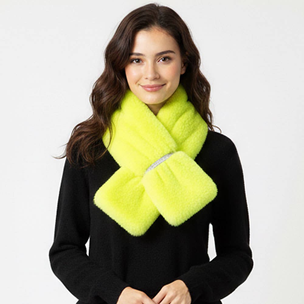 Faux Fur Bling Pull Through Scarf: Red