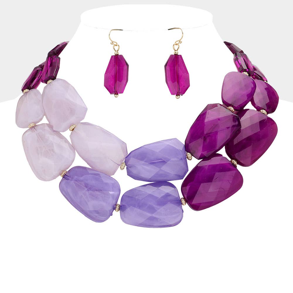Tiered Resin Pebble Necklace: GD-CRL