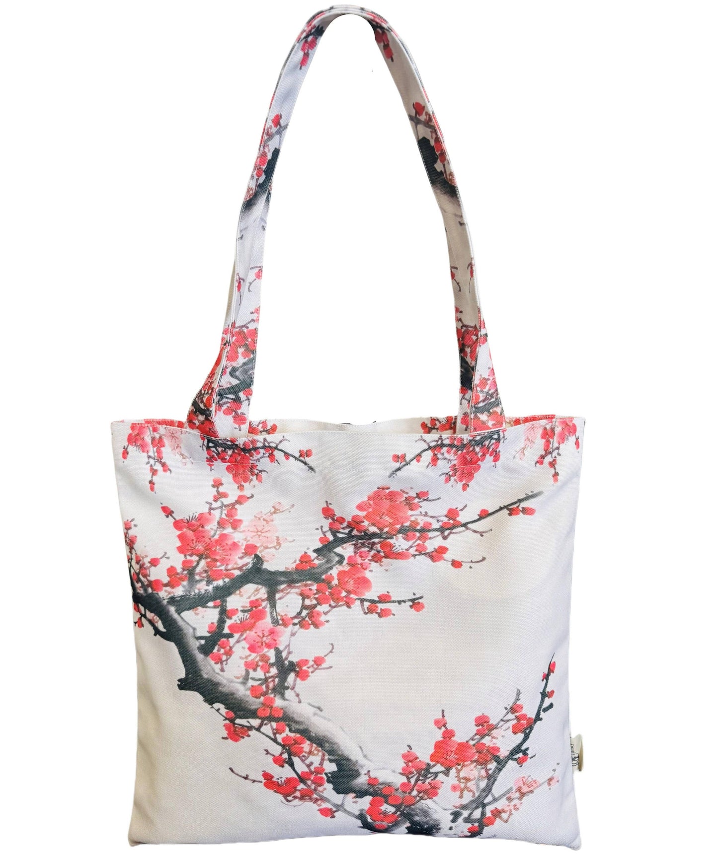 JCFB0249 Red Cherry Blossom Watercolor Painting Luxe Shoulder Bag