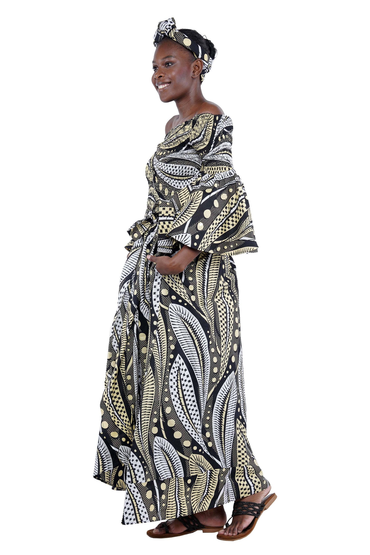 Smoked Top and Layered Pant Skirt Set