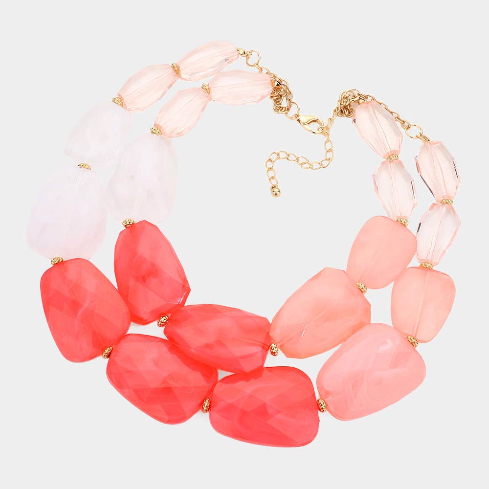 Tiered Resin Pebble Necklace: GD-CRL