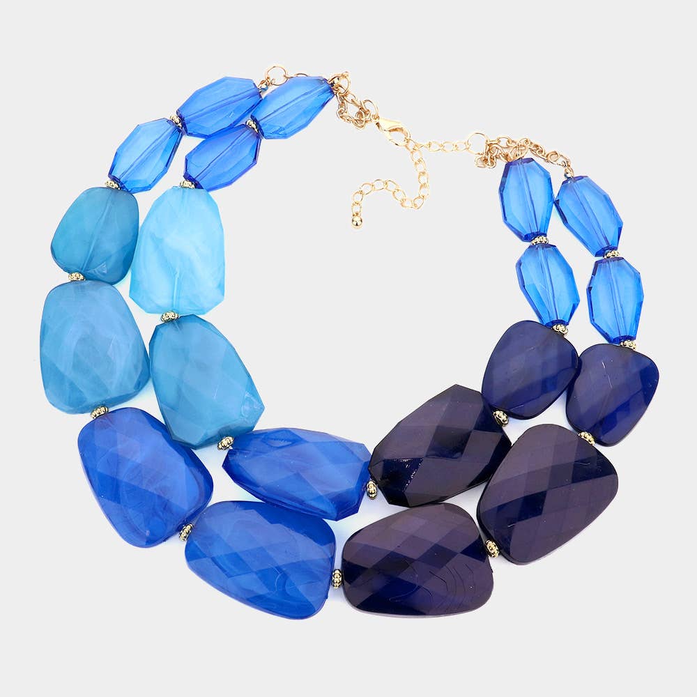Tiered Resin Pebble Necklace: GD-CRL