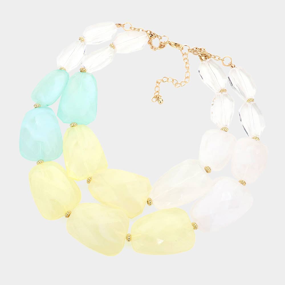 Tiered Resin Pebble Necklace: GD-CRL