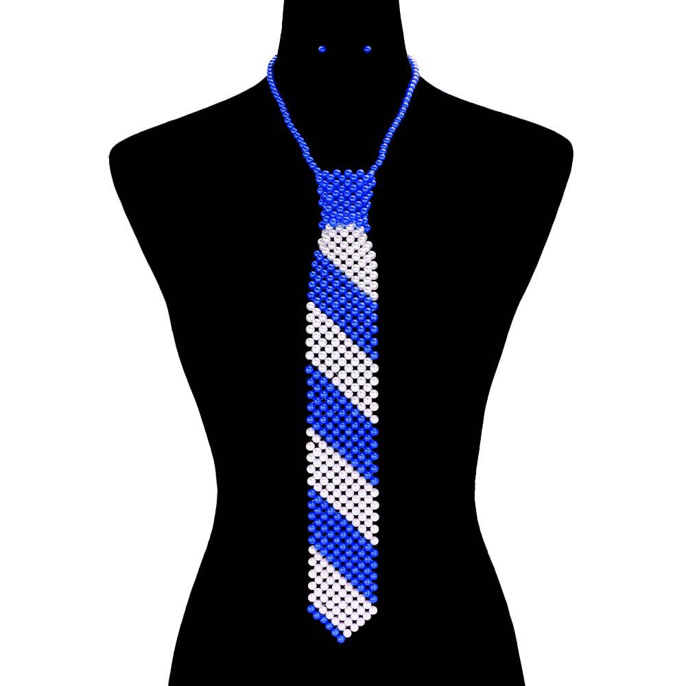 Pearl Neck Tie Necklace: Black