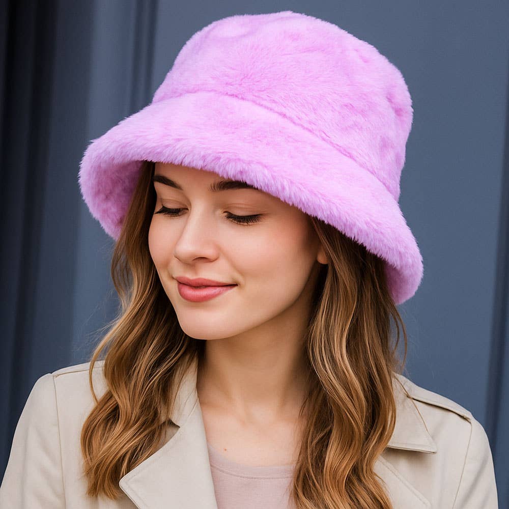 Faux Fur Bucket Hat: Leopard