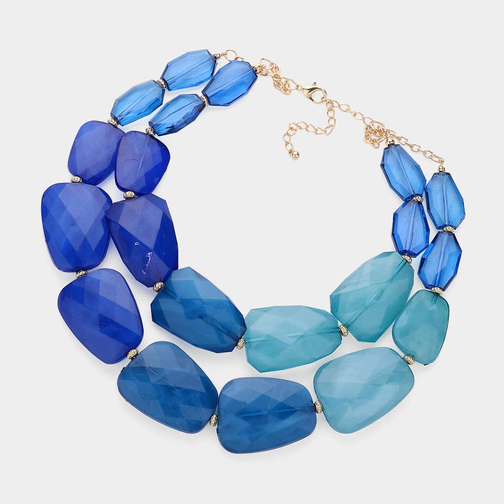 Tiered Resin Pebble Necklace: GD-CRL