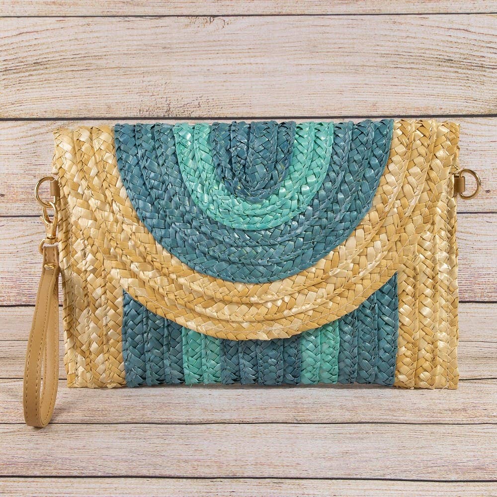 Three Tone Straw Clutch Bag: BEI