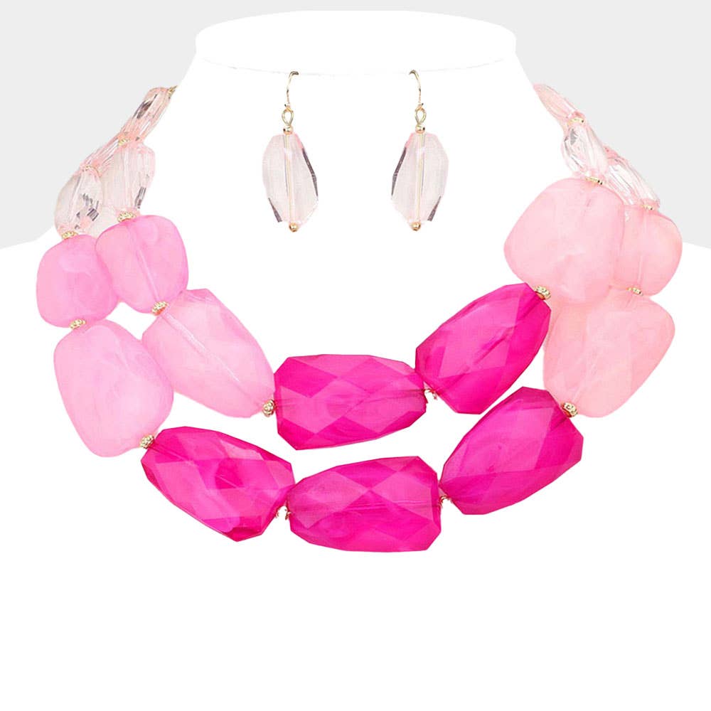 Tiered Resin Pebble Necklace: GD-CRL