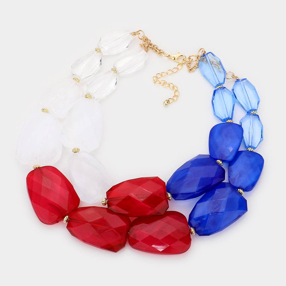 Tiered Resin Pebble Necklace: GD-CRL