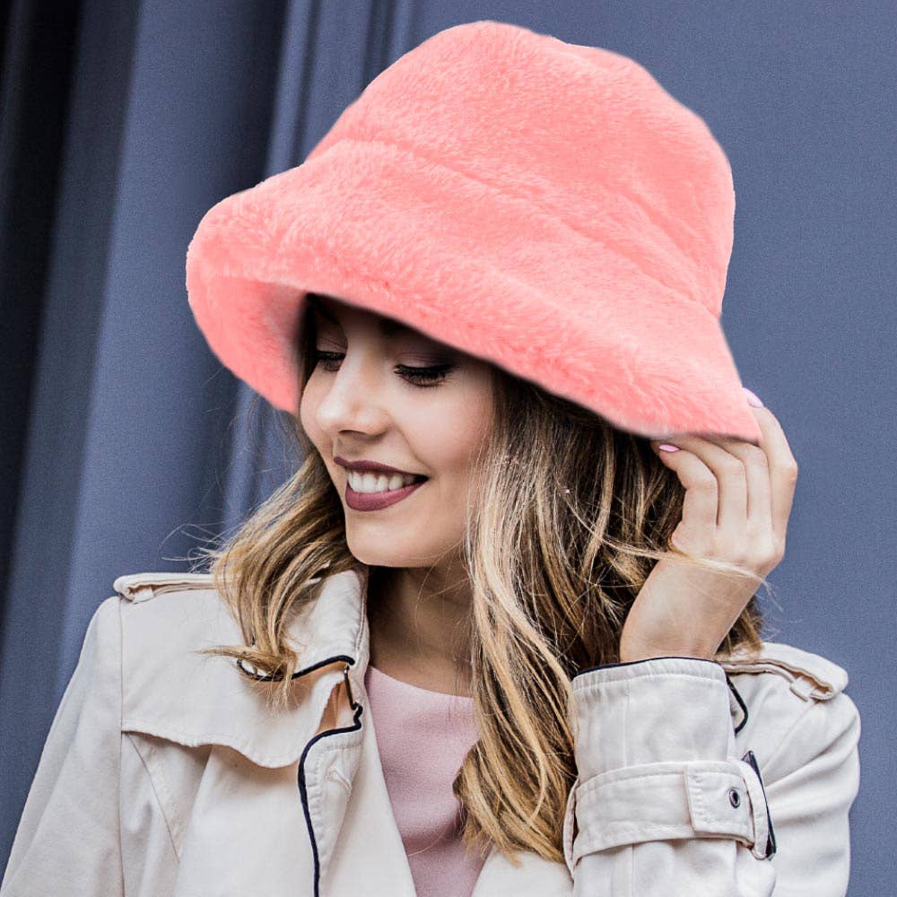 Faux Fur Bucket Hat: Leopard