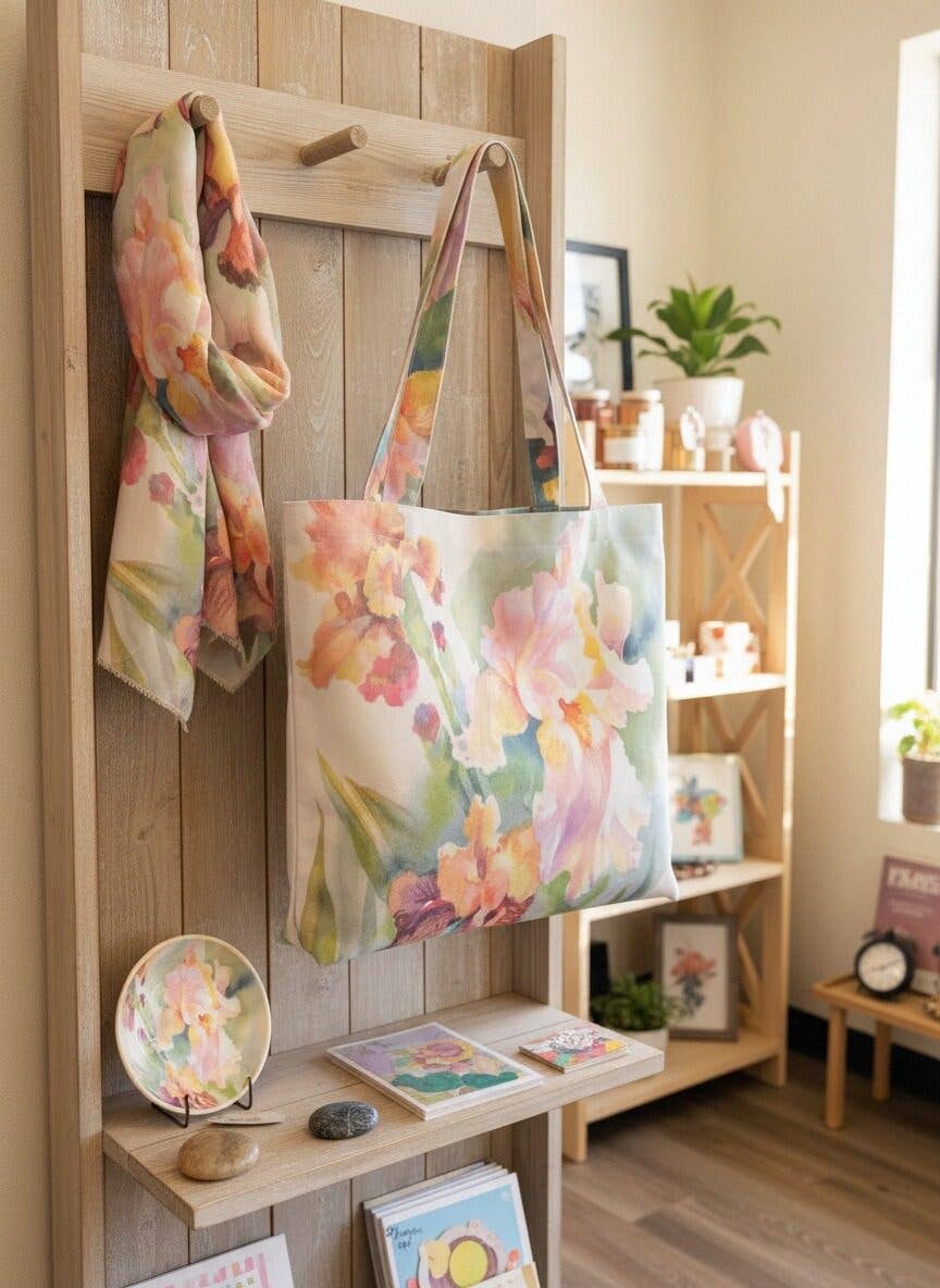 JCFB0237 Artisan Multi Watercolor Orchid Tote Bag