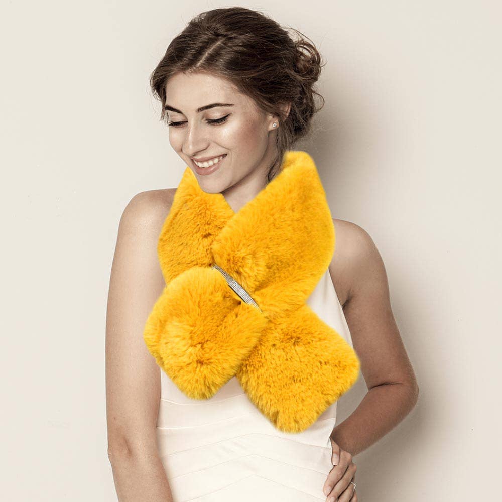 Faux Fur Bling Pull Through Scarf: Fu