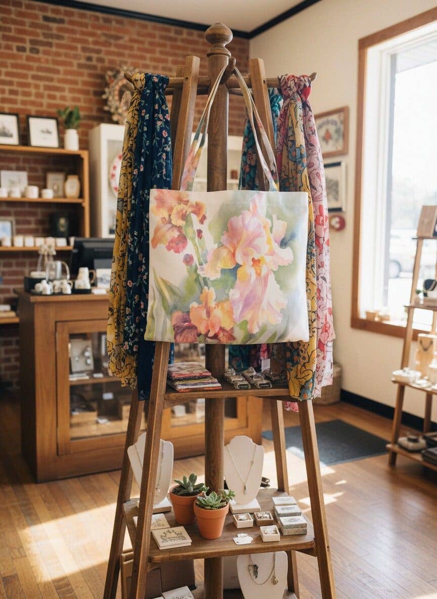 JCFB0237 Artisan Multi Watercolor Orchid Tote Bag