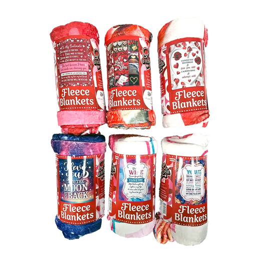 Valentine's Day Love Theme Plush Theme Blanket Assortment: Closeout Price