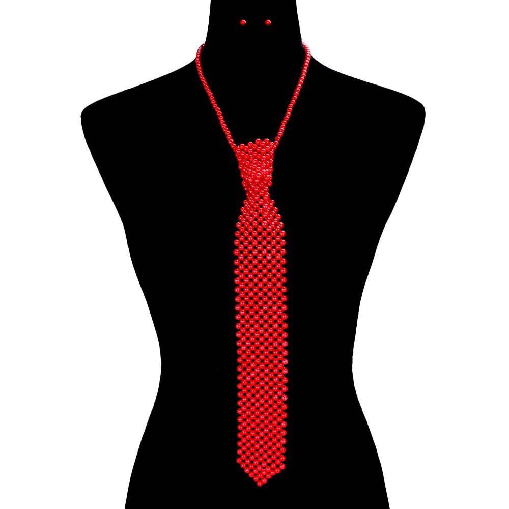 Pearl Neck Tie Necklace: Black