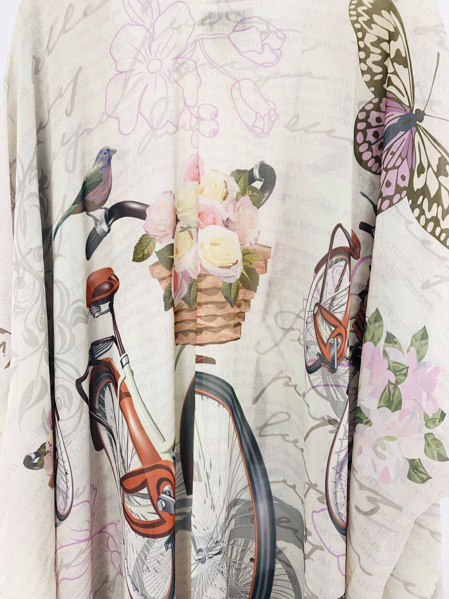 JC070934 Vintage Bicycle & Bird Kimono