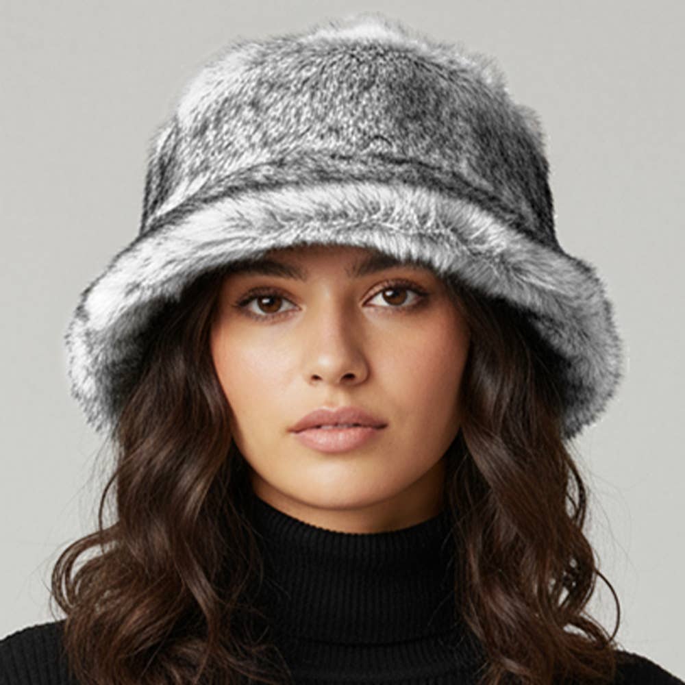 Soft Plush Faux Fur Winter Bucket Hat: Burgundy
