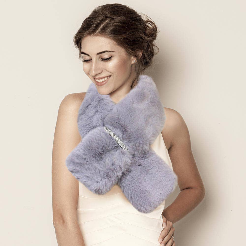 Faux Fur Bling Pull Through Scarf: Fu