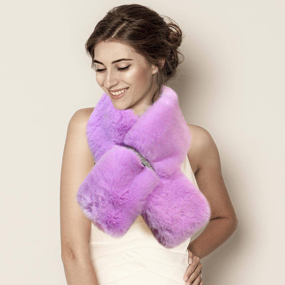 Faux Fur Bling Pull Through Scarf: Fu