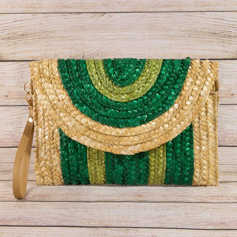 Three Tone Straw Clutch Bag: BEI