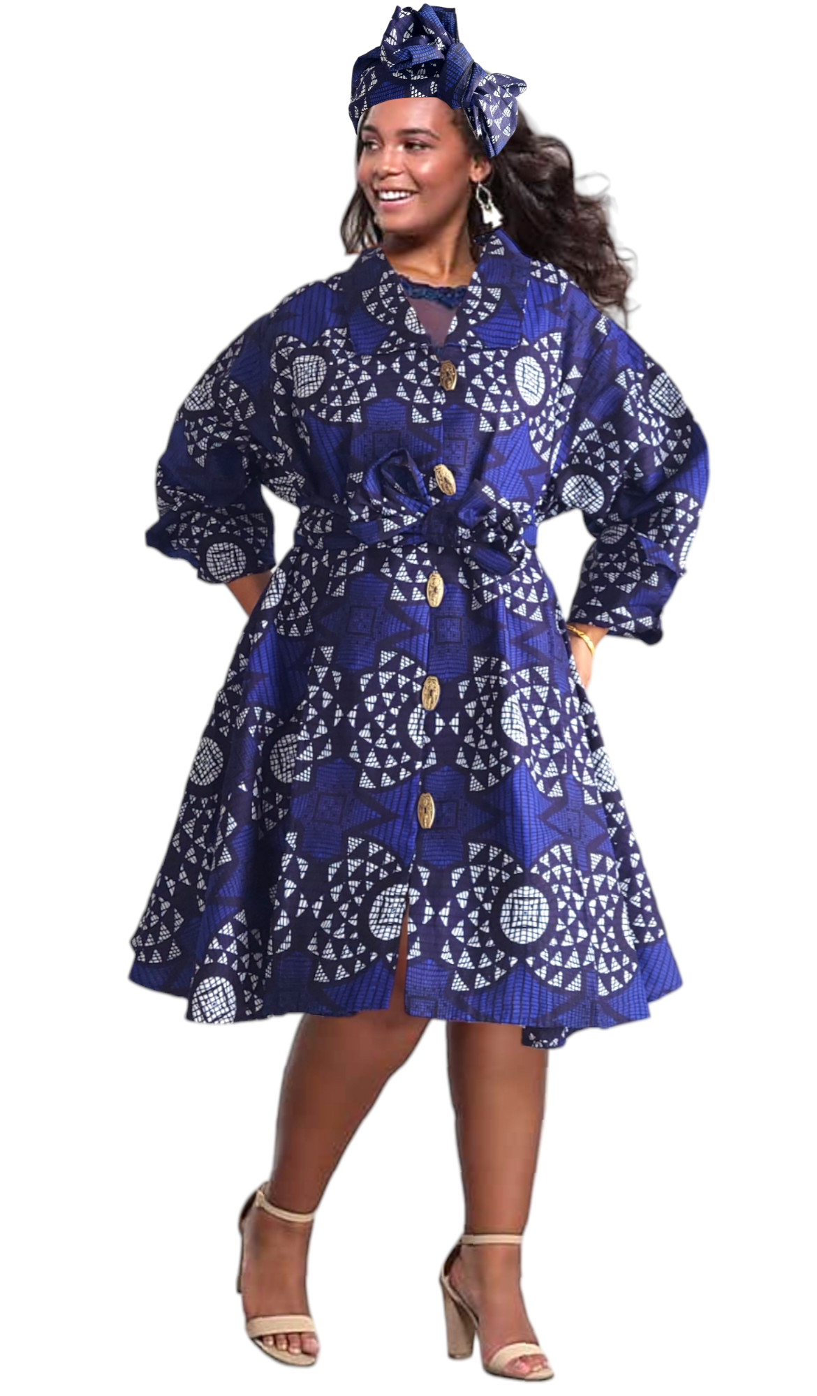 243- Short  Dress / Blouse: Blue multi