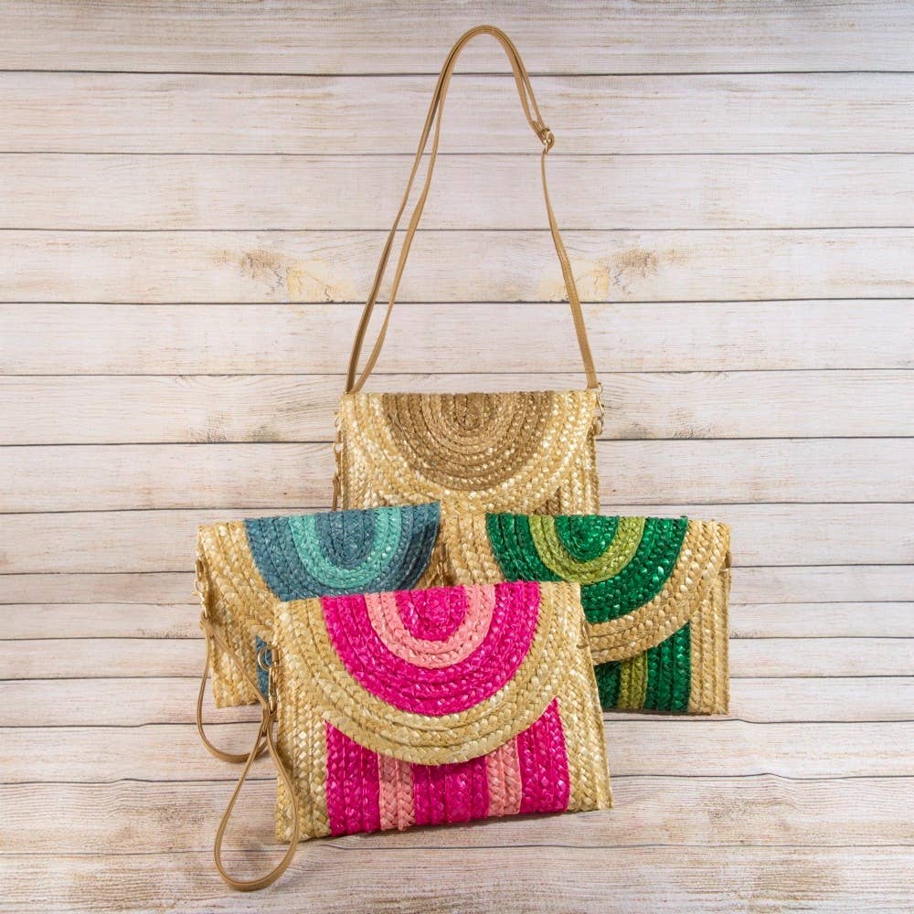 Three Tone Straw Clutch Bag: BEI