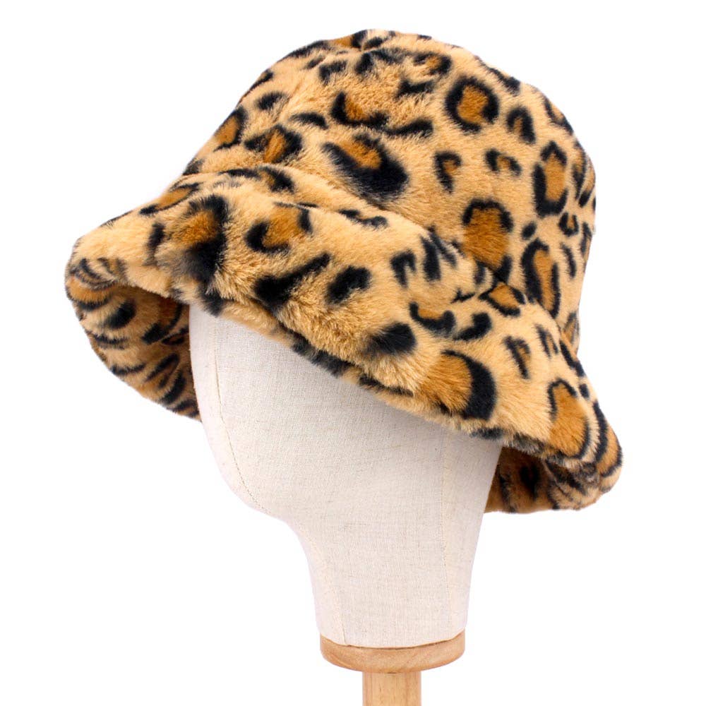Faux Fur Bucket Hat: Leopard